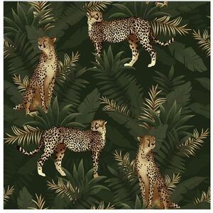 Tropical Leopard Palm Tree Easy Green Wallpaper